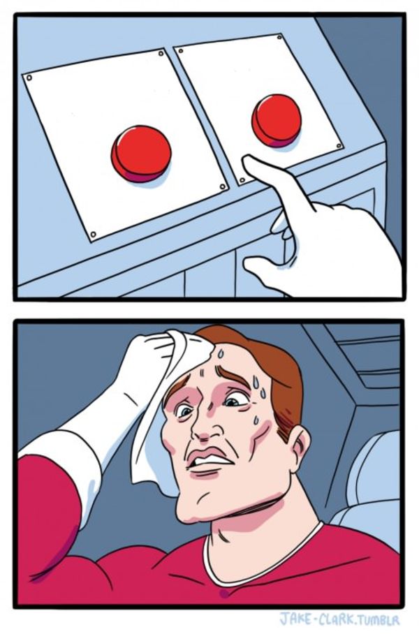 Two Buttons meme about Aura Bora